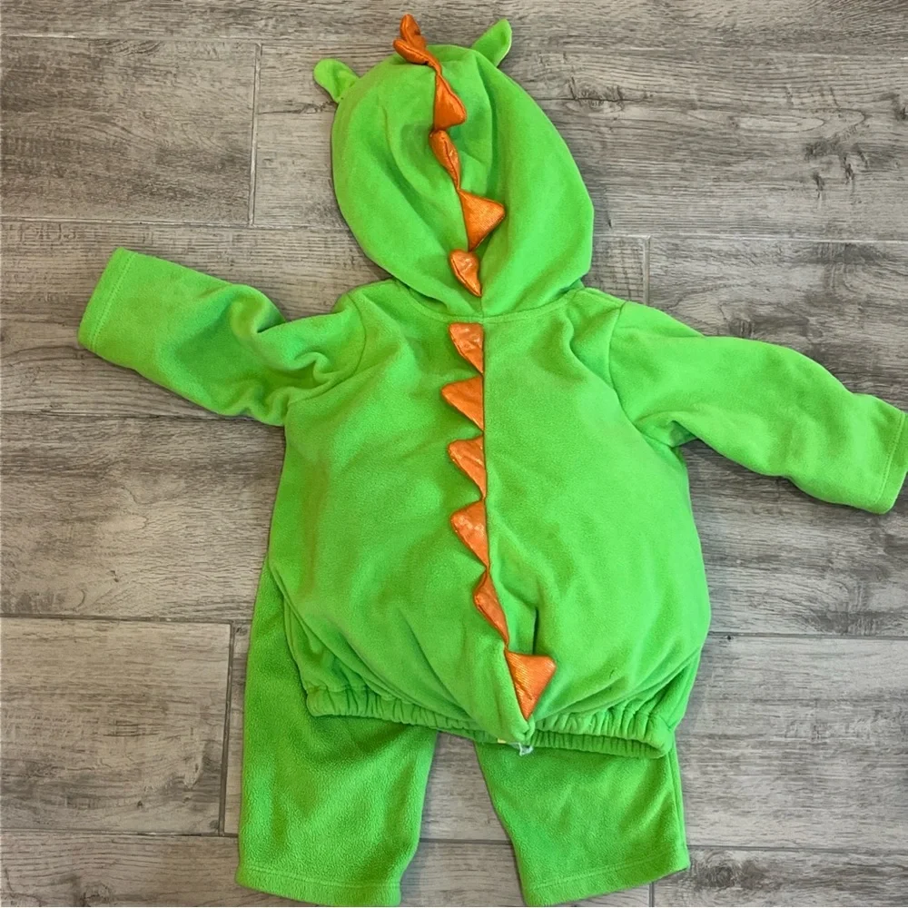 Carter's Green Plush Dragon Halloween‎ Costume Size 12 Months 2PCS Zip Hooded - Picture 4 of 6